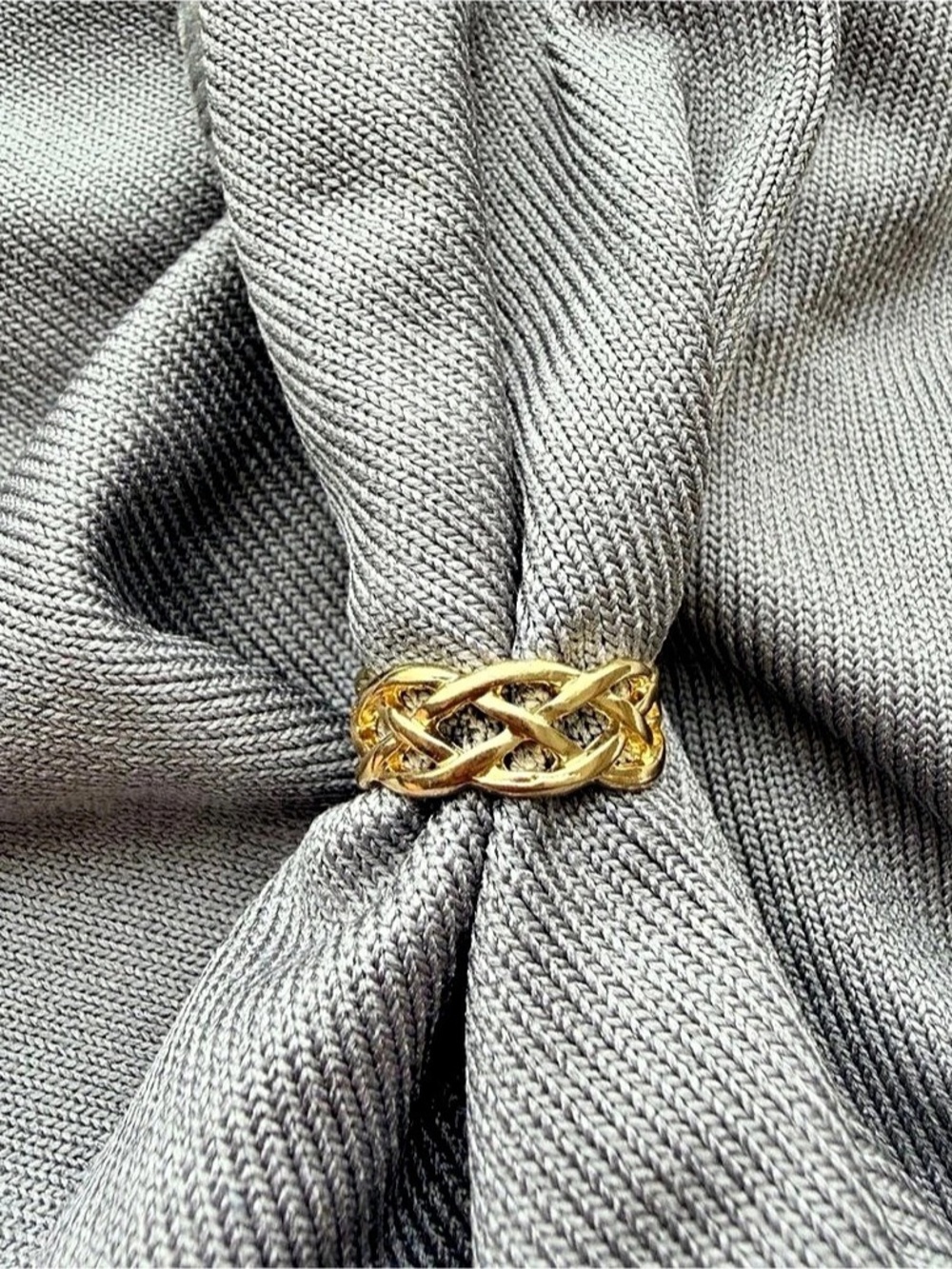 Gold Tone Woven Band Ring | Size 6 | Braided Statement Stack Ring